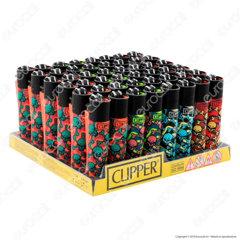 Clipper Large Fantasia Skulls X - Box da 48 Accendini