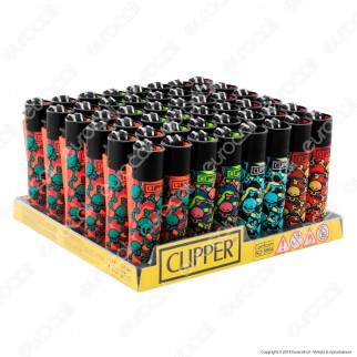 Clipper Large Fantasia Skulls X - Box da 48 Accendini