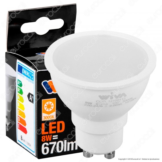 Wiva Lampadina LED GU10 8W Faretto Spotlight - mod. 12100413 / 12100414 / 12100415