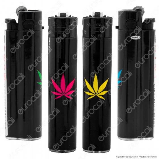 Atomic Festival Accendino Maxi Ricaricabile Fantasia Cannabis - Serie di 4 Accendini Atomic Festival Accendino Maxi Ricaricabile Fantasia Cannabis - Serie di 4 Accendini