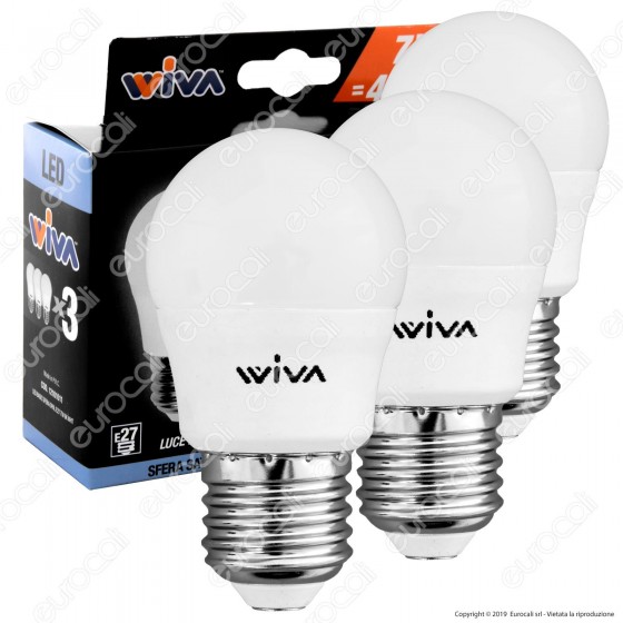 Wiva Tripack Lampadina LED E27 5W MiniGlobo G45 - Confezione 3