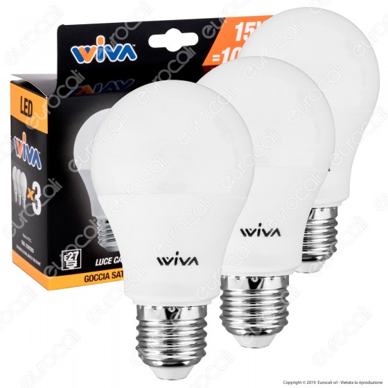 Wiva Tripack Lampadina LED E27 15W Bulb A60 - Confezione 3 Lampadine Wiva Tripack Lampadina LED E27 15W Bulb A60 - Confezione 3 Lampadine