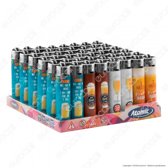 Atomic Festival Accendino Maxi Ricaricabile Fantasia Fresh Beer- Box da 48 Accendini Atomic Festival Accendino Maxi Ricaricabile Fantasia Fresh Beer- Box da 48 Accendini