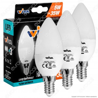 Wiva Tripack Lampadina LED E14 5W Candela - Confezione 3 Lampadine -