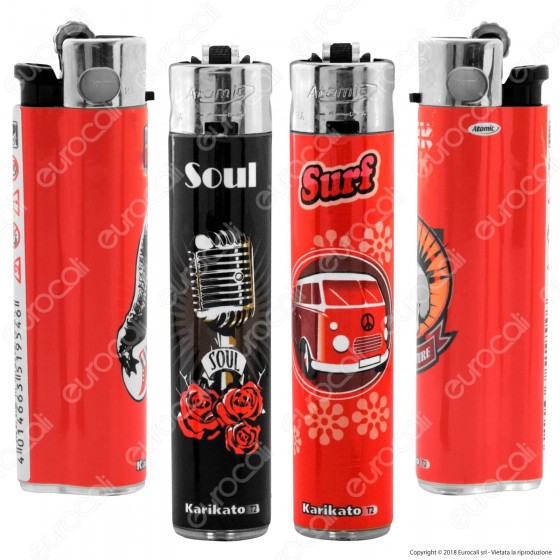 Atomic Festival Accendino Maxi Ricaricabile Fantasia Punk & Soul - Serie di 4 Accendini Atomic Festival Accendino Maxi Ricaricabile Fantasia Punk & Soul - Serie di 4 Accendini