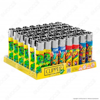 Clipper Large Fantasia Color Dragons - Box da 48 Accendini