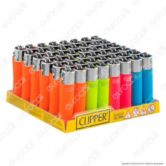 Clipper Micro Fantasia Soft Touch Fluo - Box da 48 Accendini Clipper Micro Fantasia Soft Touch Fluo - Box da 48 Accendini