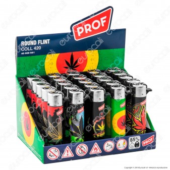 Prof Round Flint Accendino Maxi Fantasia Leaf - Box da 25 Accendini