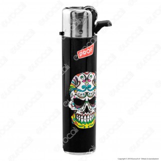 Prof Round Flint Accendino Maxi Fantasia Skulls - Serie di 5 Accendini