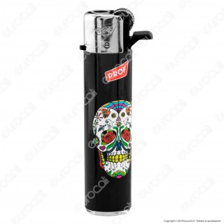Prof Round Flint Accendino Maxi Fantasia Skulls - Serie di 5 Accendini
