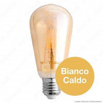 V-Tac VT-1966 Lampadina LED E27 6W Bulb ST64 Filamento Ambrata - SKU