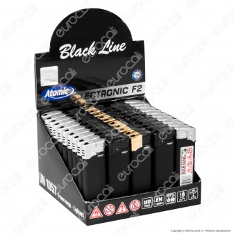 Atomic Electronic F2 Black Line Accendino Maxi Elettronico Ricaricabile - Box da 50 Accendini