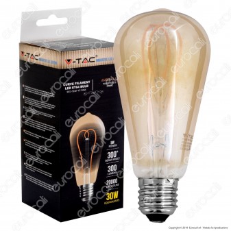 V-Tac VT-2066 Lampadina LED E27 5W Bulb ST64 Filamento Ambrata - SKU