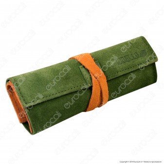 Il Morello Large Portatabacco in Vera Pelle Scamosciata Verde e