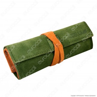 Il Morello Large Portatabacco in Vera Pelle Scamosciata Verde e