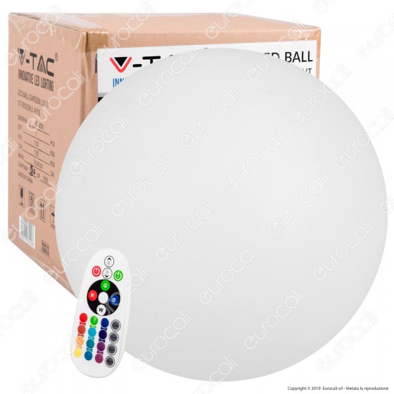 V-Tac VT-7807 Sfera Multicolor LED RGB 3W Ricaricabile con Telecomando IP67 - SKU 40201