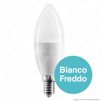 Fan Europe Intec Light Lampadina LED E14 8W Candela - mod. KLASSIC-E14C-8C / KLASSIC-E14C-8M / KLASSIC-E14C-8F