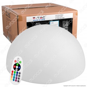 V-Tac VT-7809 Semi Sfera Multicolor LED RGB 6W Ricaricabile con Telecomando IP54 - SKU 40221