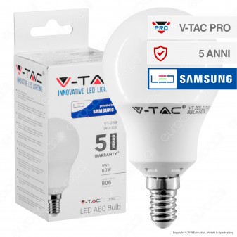 V-Tac PRO VT-269 Lampadina LED E14 9W Bulb A60 Chip Samsung - SKU 114