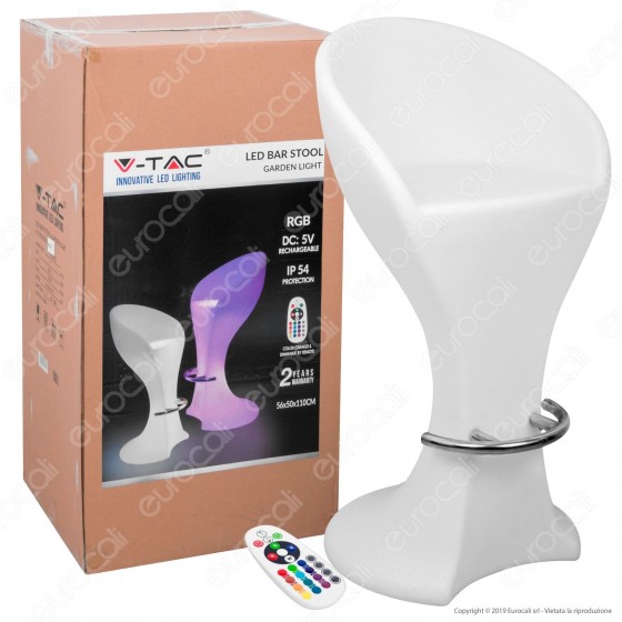 V-Tac VT-7814 Sgabello Multicolor LED RGB 5W Ricaricabile con Telecomando IP54 - SKU 40271 V-Tac VT-7814 Sgabello Multicolor LED RGB 5W Ricaricabile con Telecomando IP54 - SKU 40271