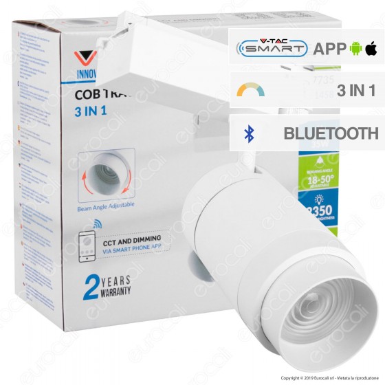 V-Tac VT-7735 Track Light LED COB 35W Colore Bianco 3 in 1 Dimmerabile Smart - SKU 1458 V-Tac VT-7735 Track Light LED COB 35W Colore Bianco 3 in 1 Dimmerabile Smart - SKU 1458