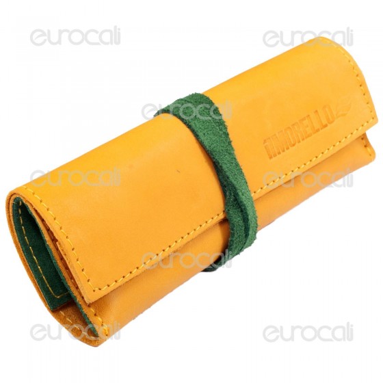 Il Morello Large Portatabacco in Vera Pelle Colore Giallo e Verde Il Morello Large Portatabacco in Vera Pelle Colore Giallo e Verde