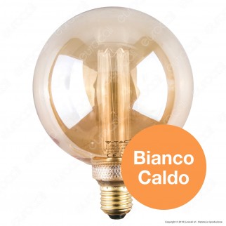V-Tac VT-2195 Lampadina LED E27 4W Globo G125 Ambrata con Incisioni Laser - SKU 7475