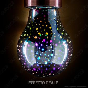 V-Tac Lampadina E27 Filamento LED 3W Bulb A60 Vetro Specchiato Argento Effetto 3D - SKU 2704