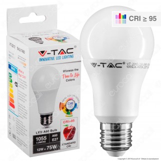 V-Tac VT-2212 Lampadina LED E27 12W Bullb A60 CRI ≥95 - SKU 7483