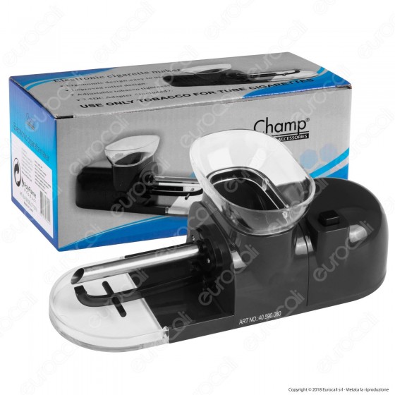 Champ Macchinetta Elettrica Riempi Tubetti Singoli per Sigarette Vuote - Colore Nero Champ Macchinetta Elettrica Riempi Tubetti Singoli per Sigarette Vuote - Colore Nero