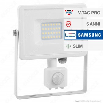 V-Tac PRO VT-20-S Faretto LED 20W Ultra Sottile Slim Chip Samsung con