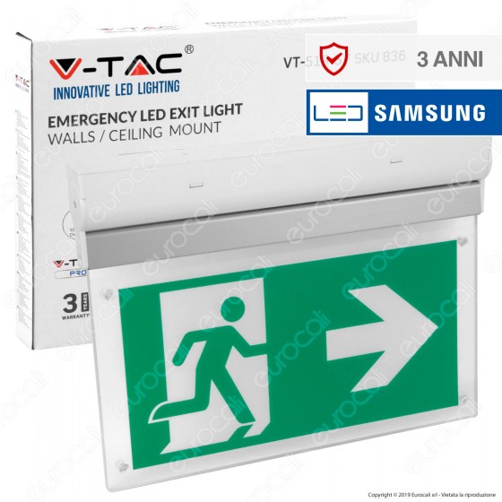 V-Tac PRO VT-519-S Lampada LED con Montaggio Superficiale Inclinabile di 90° 140lm d'Emergenza Anti Black Out - SKU 836 V-Tac PRO VT-519-S Lampada LED con Montaggio Superficiale Inclinabile di 90° 140lm d'Emergenza Anti Black Out - SKU 836