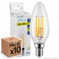 10 Lampadine LED V-Tac VT-2127 E14 6W Candela Filamento - Pack Risparmio