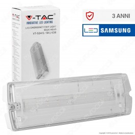 V-Tac PRO VT-524-S Lampada LED d'Emergenza Anti Black Out Grado Protezione IP65 - SKU 838