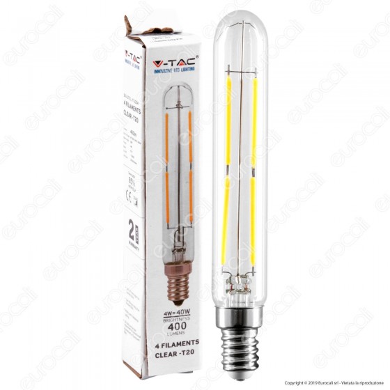 V-Tac VT-2204 Lampadina LED E14 4W Tubolare 4 Filamenti - SKU 2701 / V-Tac VT-2204 Lampadina LED E14 4W Tubolare 4 Filamenti - SKU 2701 /