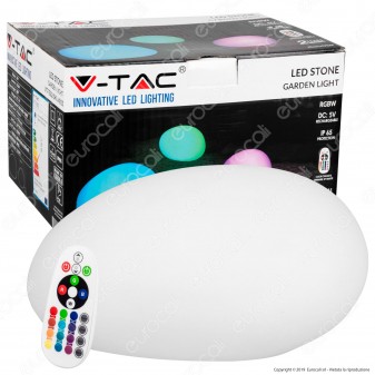 V-Tac VT-7802 LED Stone Multicolor RGB 1W Ricaricabile con Telecomando IP67 - SKU 40151