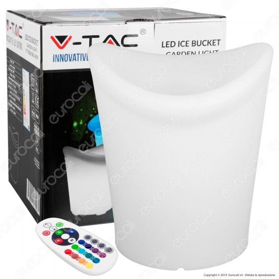 V-Tac VT-7806 Lampada LED Ice Bucket Multicolor RGB LED 3W Ricaricabile con Telecomando IP54 - SKU 40191