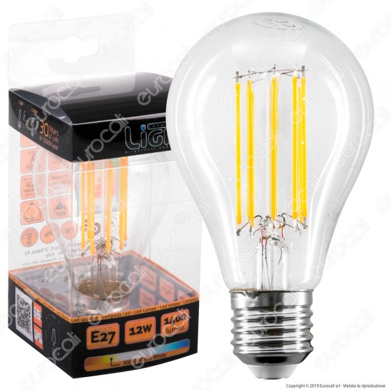 Intereurope Light Lampadina LED E27 12W Bulb A65 Filamento - mod. LL-HPF2712C / LL-HPF2712F Intereurope Light Lampadina LED E27 12W Bulb A65 Filamento - mod. LL-HPF2712C / LL-HPF2712F