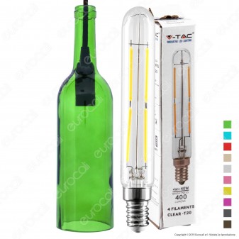 V-Tac Lampadario in Vetro a Forma di Bottiglia + Lampadina LED E14 4W