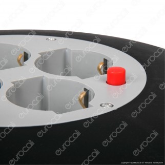 V-Tac Prolunga Avvolgicavo Spina 16A e 4 Prese 10/16A Bipasso/Schuko Colore Nero 10 metri - SKU 8701