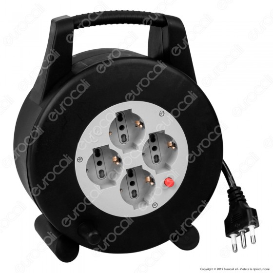 V-Tac Prolunga Avvolgicavo Spina 16A e 4 Prese 10/16A Bipasso/Schuko Colore Nero 10 metri - SKU 8701 V-Tac Prolunga Avvolgicavo Spina 16A e 4 Prese 10/16A Bipasso/Schuko Colore Nero 10 metri - SKU 8701