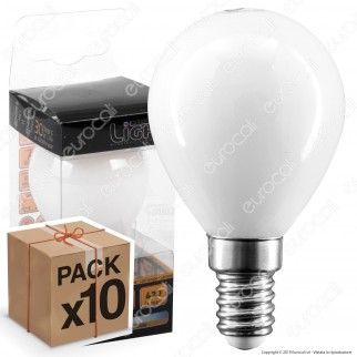 10 Lampadine LED Intereurope Light E14 4W MiniGlobo P45 Milky Filamento - Pack Risparmio