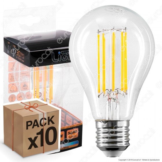 10 Lampadine LED Intereurope Light E27 12W Bulb A65 Filamento - Pack Risparmio 10 Lampadine LED Intereurope Light E27 12W Bulb A65 Filamento - Pack Risparmio