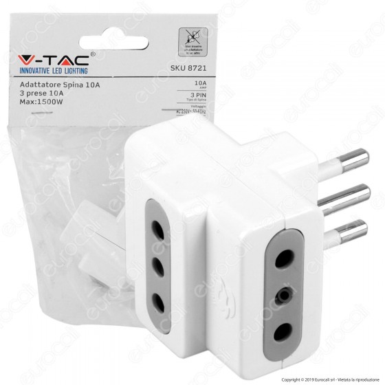 V-Tac Multipresa Adattatore Triplo con Prese 10A - SKU 8721 V-Tac Multipresa Adattatore Triplo con Prese 10A - SKU 8721