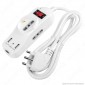 Immagine 2 - V-Tac Multipresa 3 Posti e 2 Prese USB Colore Bianco con Interruttore Luminoso - SKU 8745