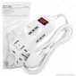 V-Tac Multipresa 3 Posti e 2 Prese USB Colore Bianco con Protezione Ripristinabile e Attacco a Parete - SKU 8745