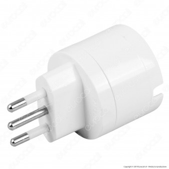 V-Tac Adattatore Singolo Schuko con Spina 10A Colore Bianco - SKU 8719