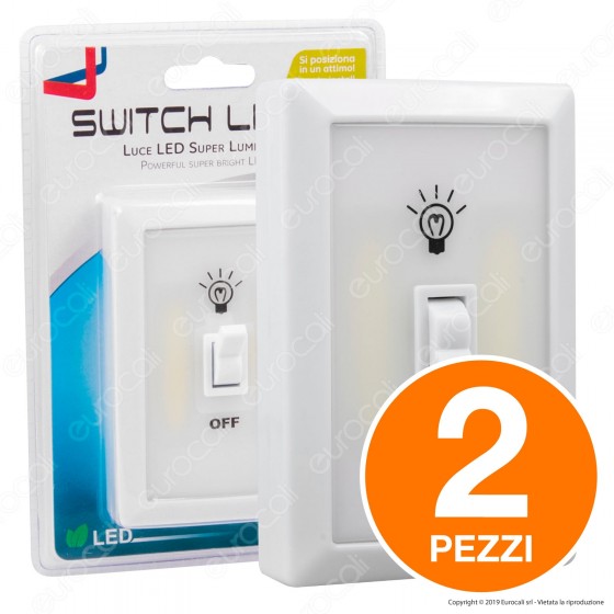 Kit 2 Switch Light Intergross Luce LED a Batteria con Interruttore a Levetta Kit 2 Switch Light Intergross Luce LED a Batteria con Interruttore a Levetta
