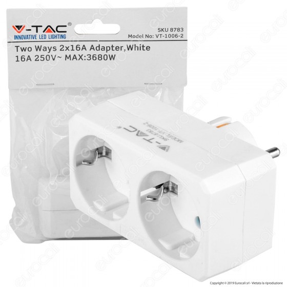 V-Tac VT-1006 Multipresa Adattatore Doppio Colore Bianco - SKU 8783 V-Tac VT-1006 Multipresa Adattatore Doppio Colore Bianco - SKU 8783