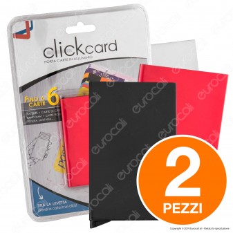 Kit 2 Click Card Intergross Porta Carte in Alluminio Ultra Leggero con RFID Block